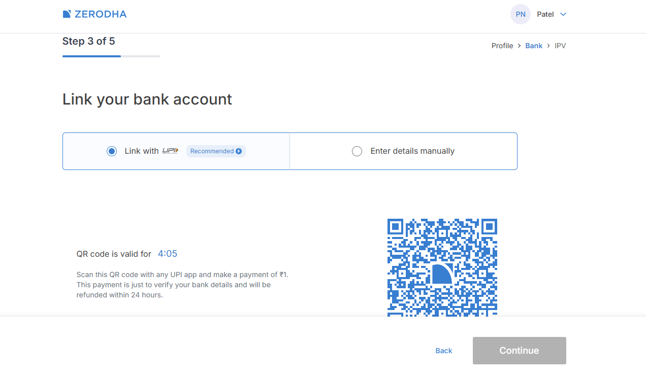 zerodha-bank-upi-verification UPI bank verification in Zerodha account opening process