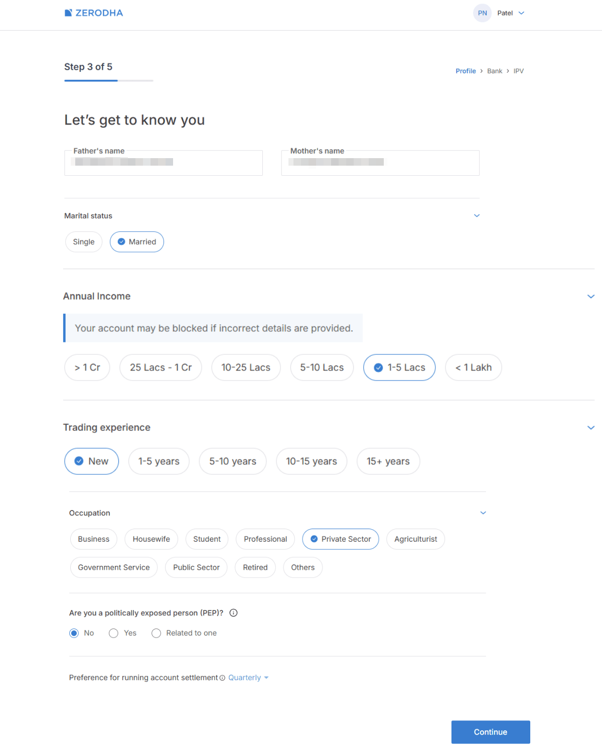 zerodha-basic-details Personal details form in Zerodha account opening process