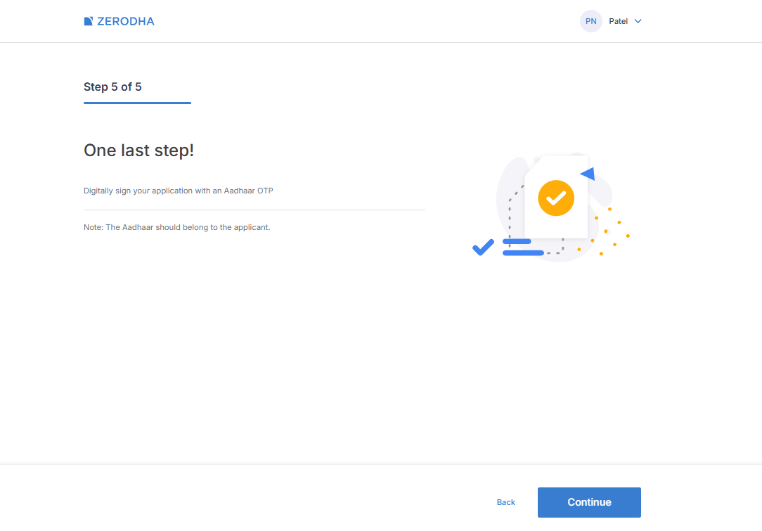 zerodha-esign-process Aadhaar e-sign process
