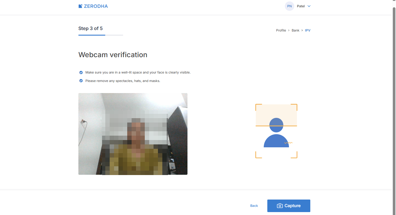 zerodha-webcam-verification Webcam verification in Zerodha account opening process